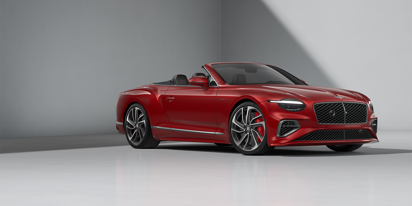 Bach Premium Cars GmbH Bentley Continental GTC Speed convertible in Dragon Red paint and 22" swept spoke wheels - front 3/4