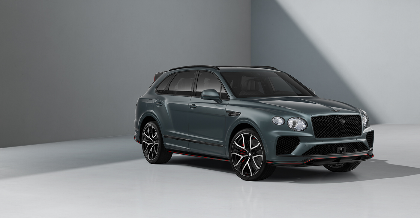 Bach Premium Cars GmbH Bentley Bentayga Speed SUV in Storm Grey Satin paint and 23" Black Painted and Bright Machined Wheels – front 3/4