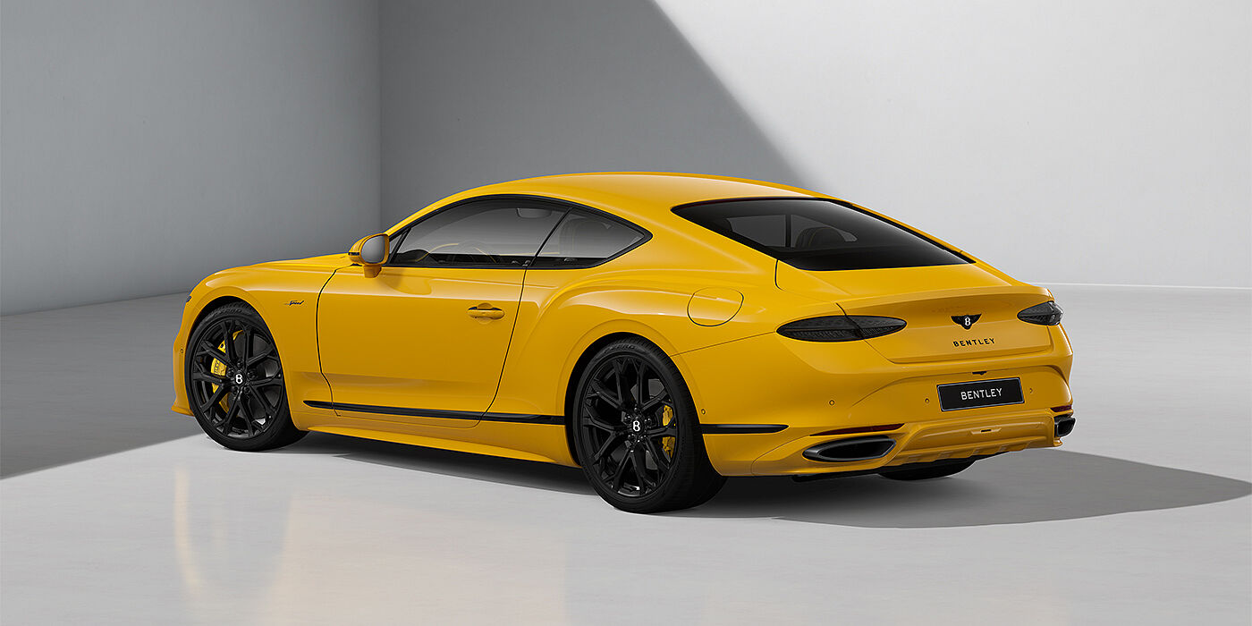 Bach Premium Cars GmbH Bentley Continental GT Speed coupe in Monaco Yellow paint and 22" Ten spoke sport wheels - rear 3/4