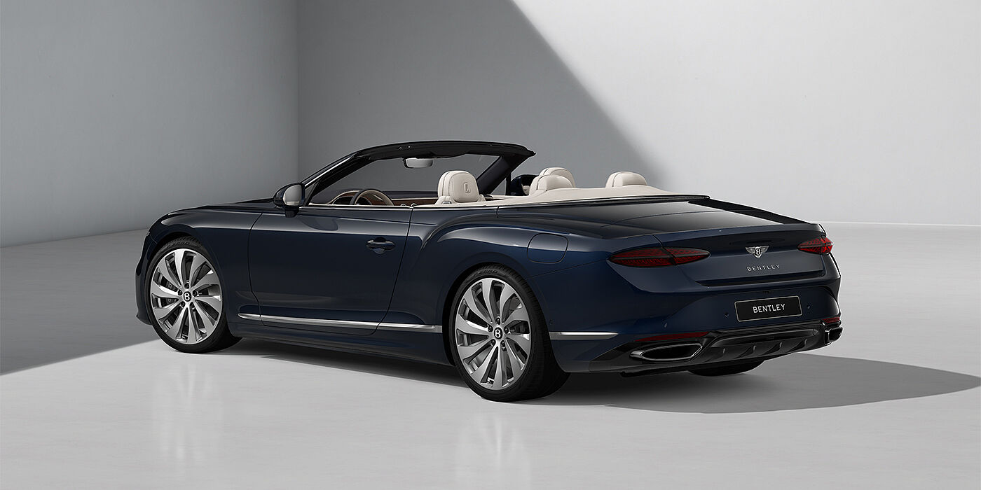 Bach Premium Cars GmbH Bentley Continental GTC convertible in Dark Sapphire paint and 22" Ten Spoke wheels - rear 3/4