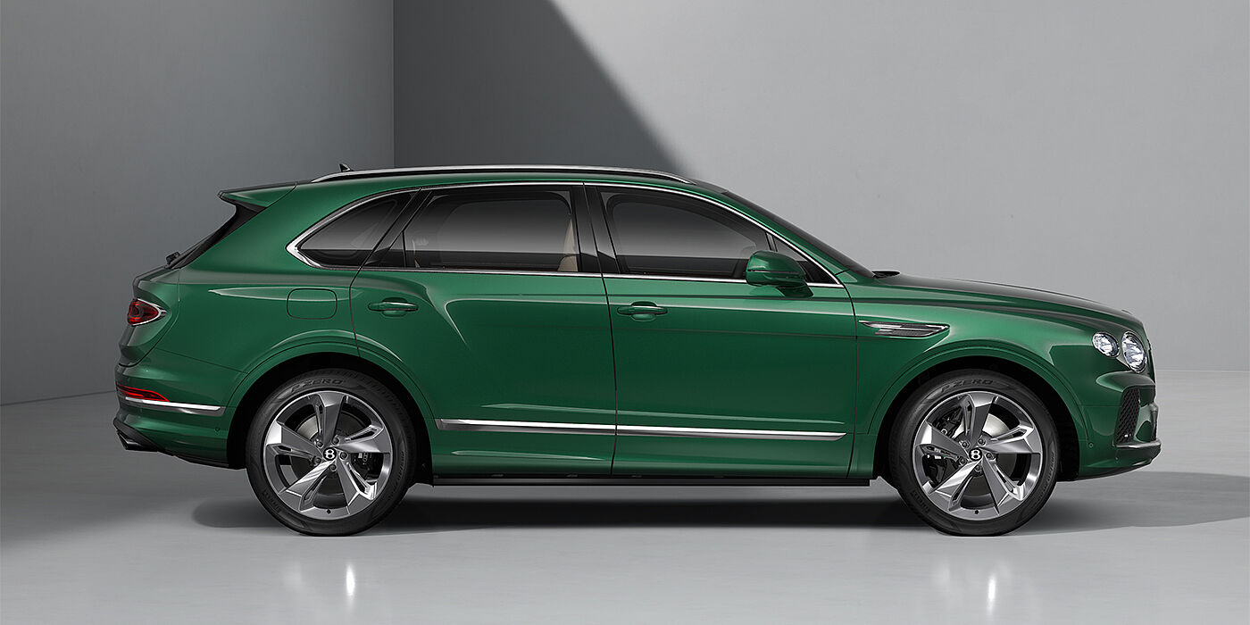 Bach Premium Cars GmbH Bentley Bentayga SUV in Verdant paint and 22" Five Spoke Directional Polished wheels - profile