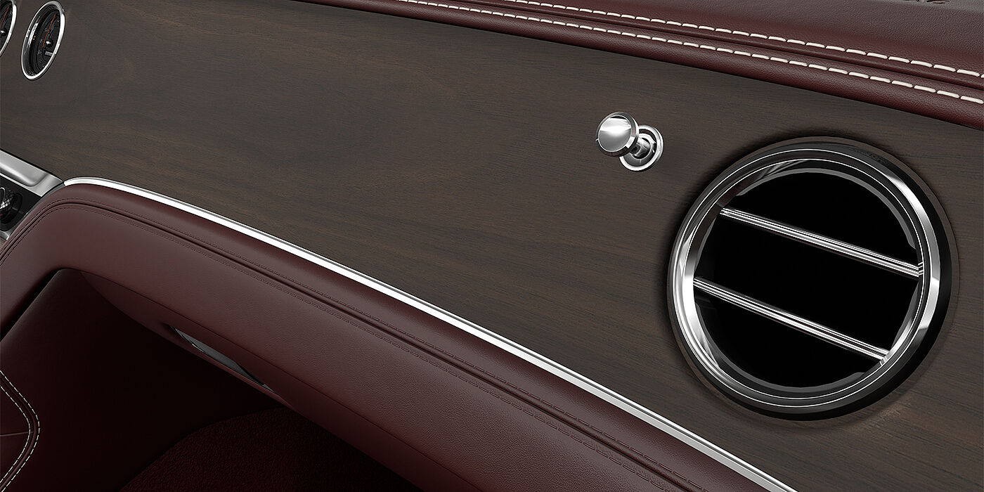 Bach Premium Cars GmbH Bentley Continental GT coupe veneer detail in Open Pore Crown Cut Walnut