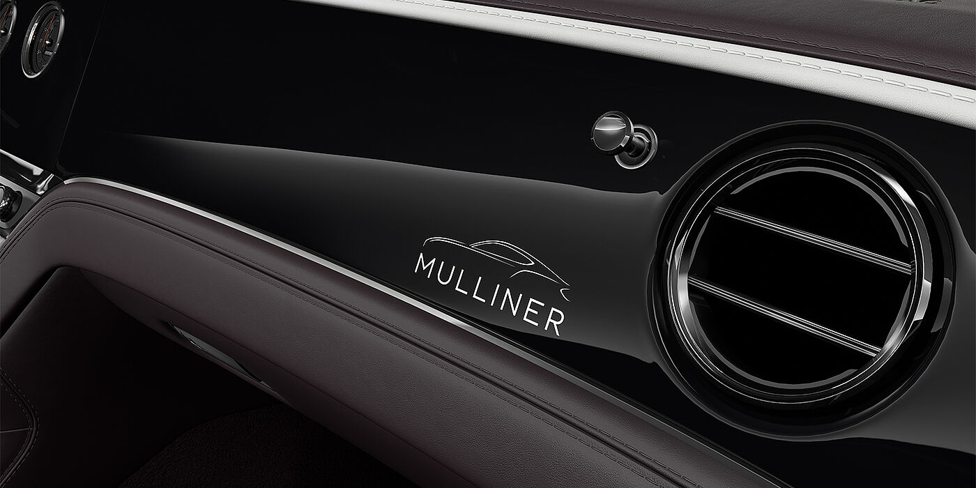 Bach Premium Cars GmbH Bentley Continental GT Mulliner coupe veneer detail in Grand Black with Mulliner badge