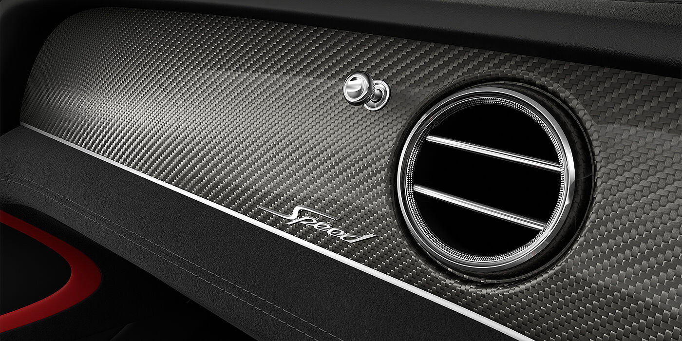 Bach Premium Cars GmbH Bentley Bentayga Speed SUV veneer detail in Carbon Fibre with Speed fascia badge