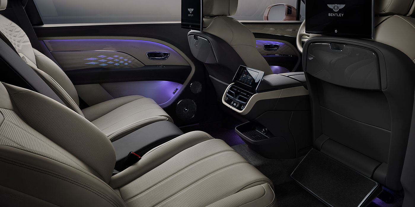 Bach Premium Cars GmbH Bentley Bentayga EWB Azure SUV rear interior with Bentley Diamond Illumination
