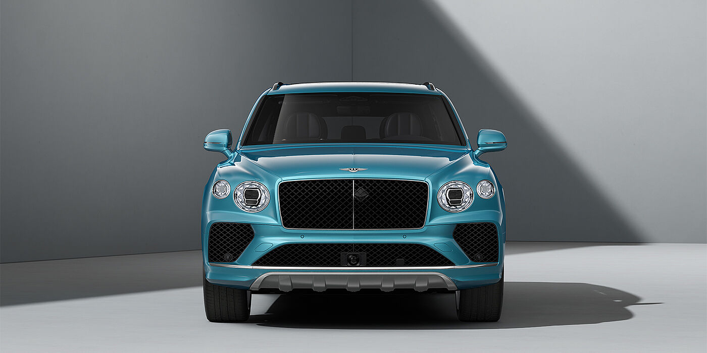 Bach Premium Cars GmbH Bentley Bentayga EWB SUV in Light Windsor Blue paint and 22" Five Spoke Directional Polished wheels - full front