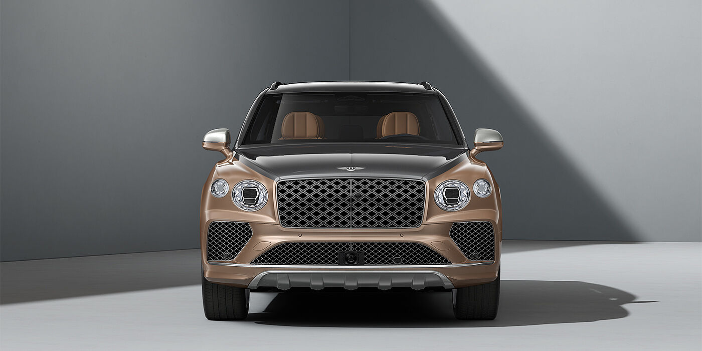 Bach Premium Cars GmbH Bentley Bentayga EWB Mulliner SUV in Magnetic and Rose Gold paint and 22" Mulliner wheels full front