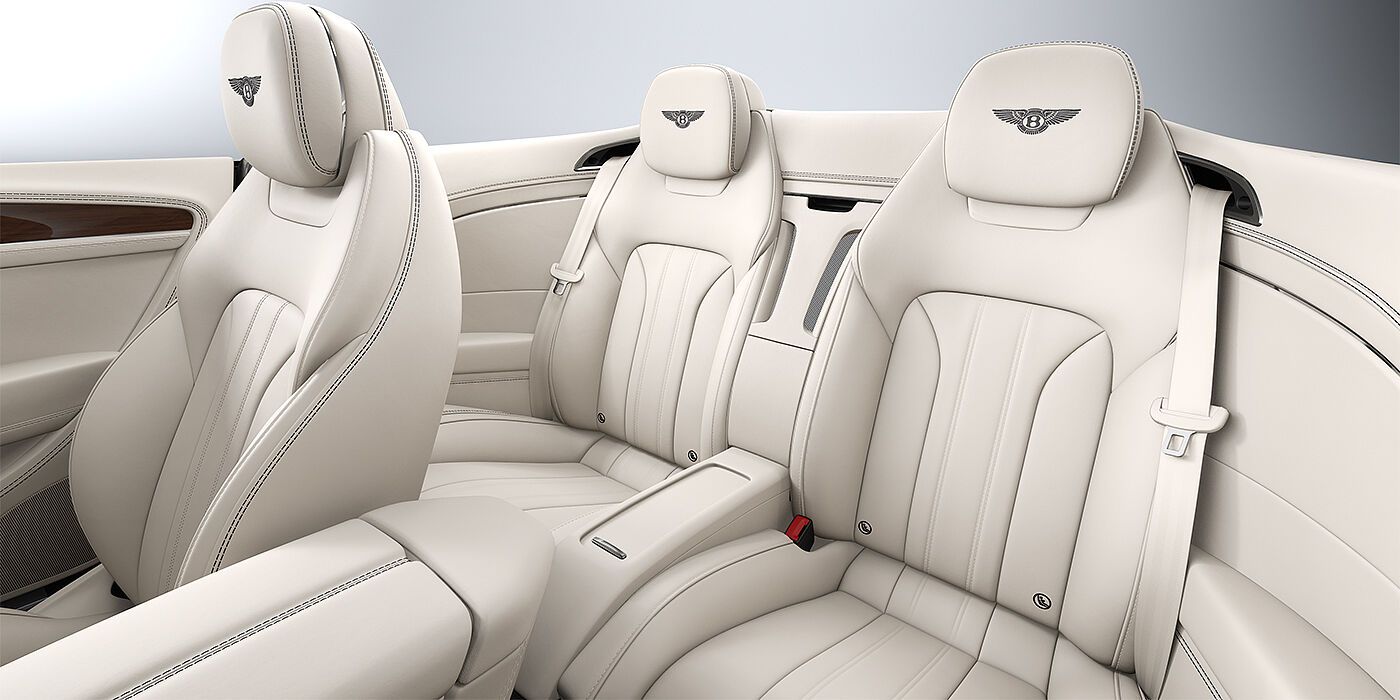 Bach Premium Cars GmbH Bentley Continental GTC convertible rear interior in Linen and Imperial Blue hides