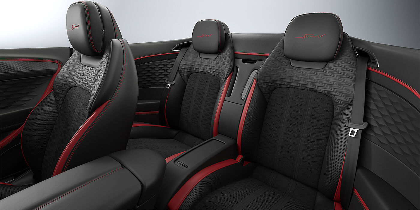 Bach Premium Cars GmbH Bentley Continental GTC Speed convertible door detail in Hotspur red and Beluga black hides