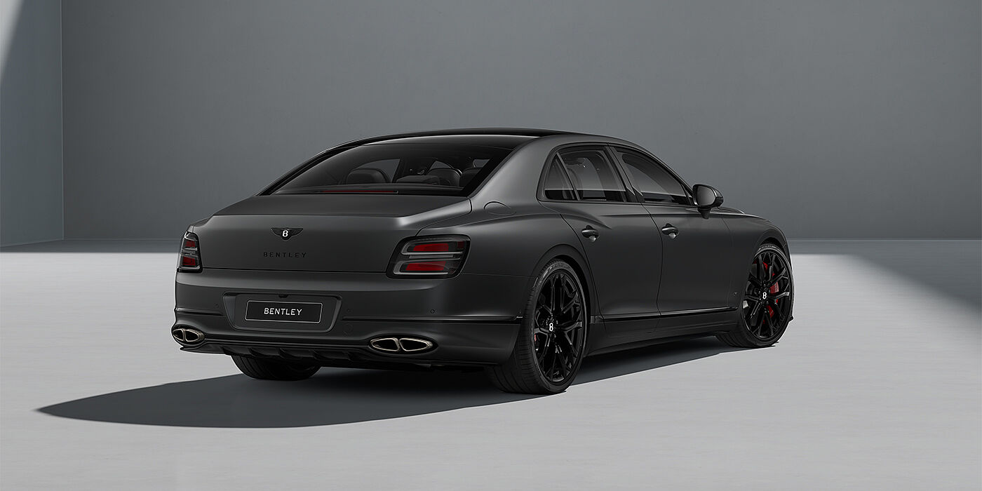 Bach Premium Cars GmbH New Bentley Flying Spur S sedan in Anthracite Satin  paint rear 3/4 with 22" Sports  wheels
