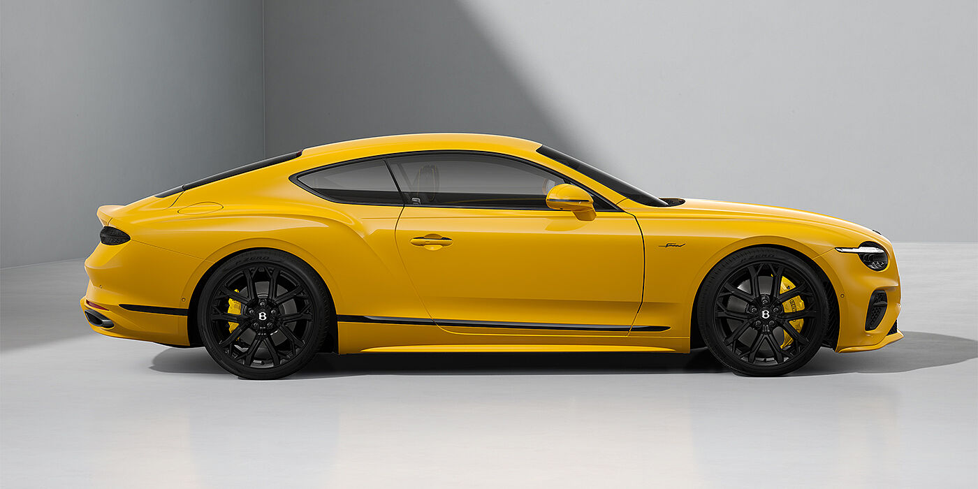 Bach Premium Cars GmbH Bentley Continental GT Speed coupe in Monaco Yellow paint and 22" Ten spoke sport wheels - profile