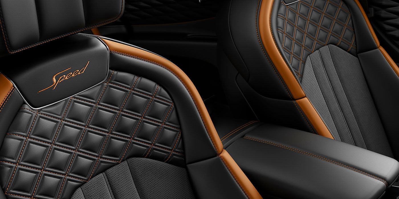 Bach Premium Cars GmbH Bentley Flying Spur Speed's front seats with detailed contrast stitching and Speed Emblems
