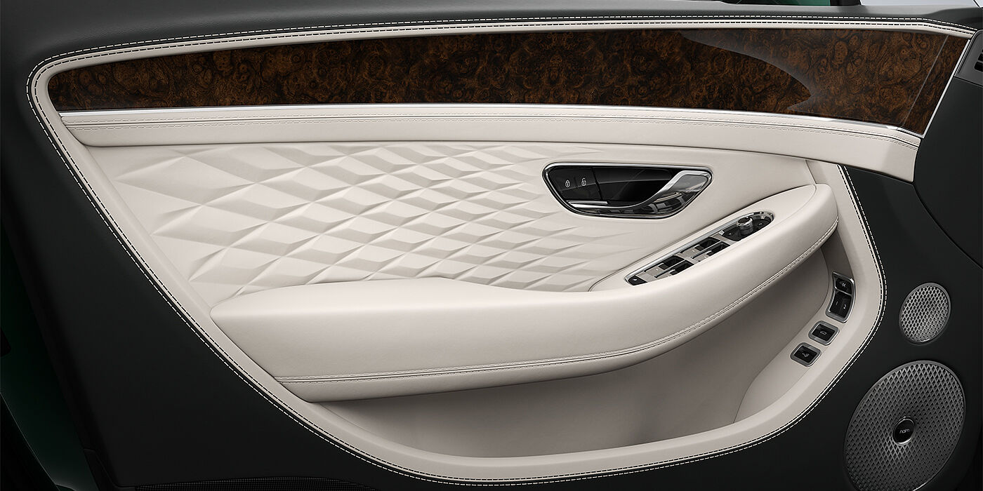 Bach Premium Cars GmbH Bentley Continental GT Azure door detail in Linen and Cumbrian Green hides