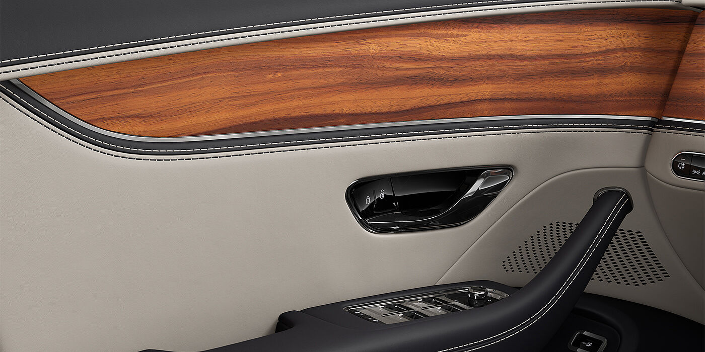 Bach Premium Cars GmbH New Bentley Flying Spur sedan door interior in Linen and Imperial Blue hides