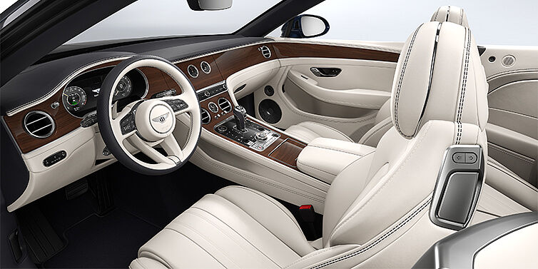 Bach Premium Cars GmbH Bentley Continental GTC convertible front interior in Linen and Imperial Blue hides