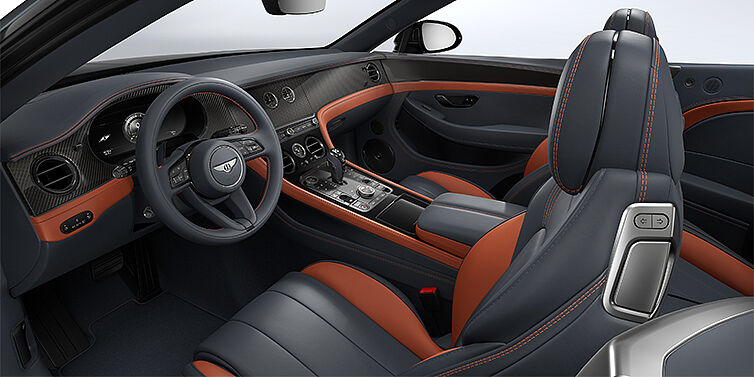 Bach Premium Cars GmbH Bentley Continental GTC S convertible interior in Newmarket Tan and Beluga Black hides with Carbon Fibre veneer