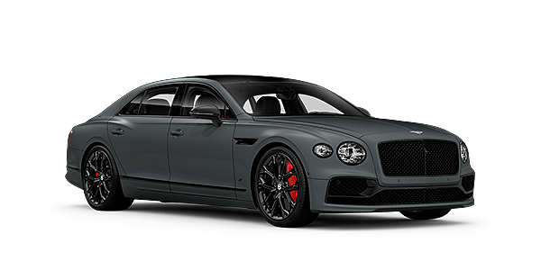 Bach Premium Cars GmbH Bentley Flying Spur S front side angled view in Cambrian Grey coloured exterior. 