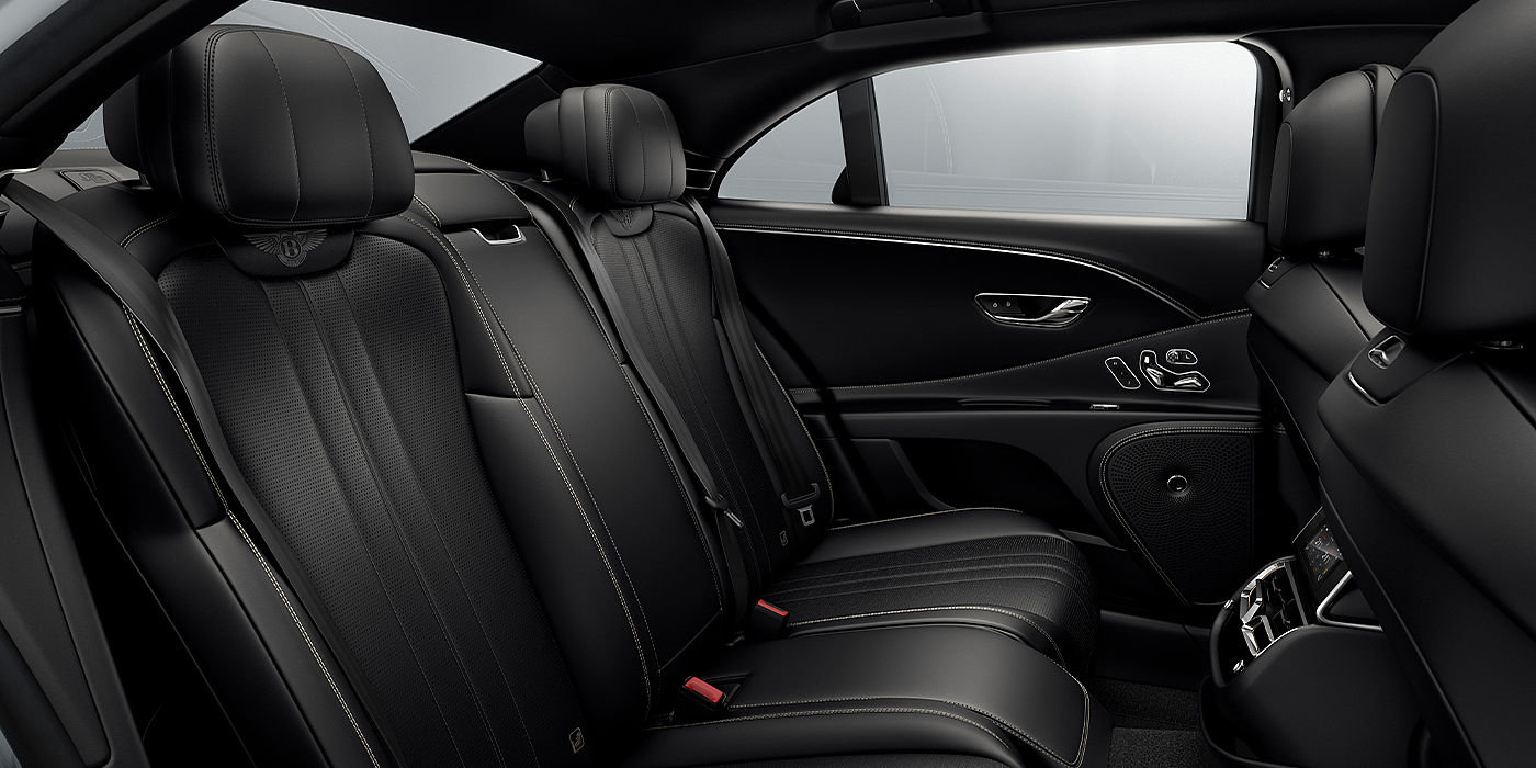 Bach Premium Cars GmbH Bentley Flying Spur sedan rear interior in Beluga black hide