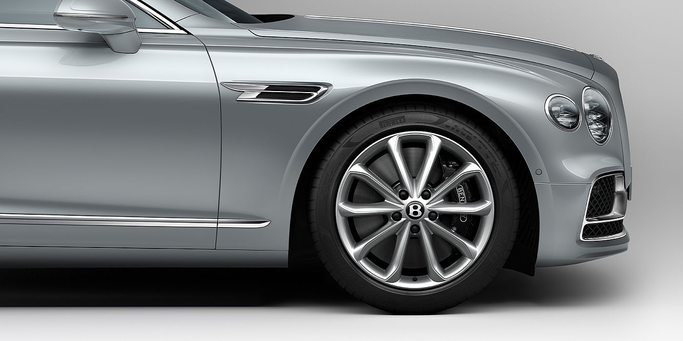 Bach Premium Cars GmbH Bentley Flying Spur sedan in Moonbeam paint side close up