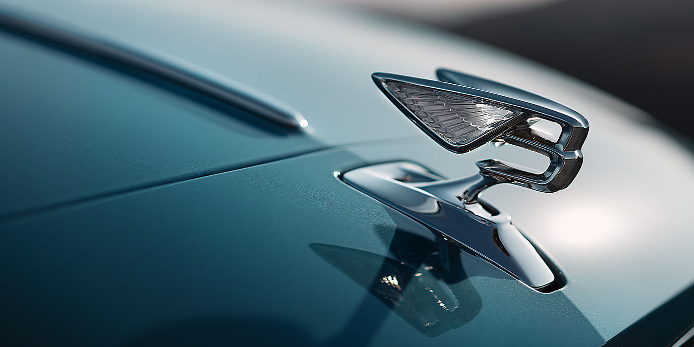 Bach Premium Cars GmbH Bentley Flying Spur Mulliner sedan in Light Windsor Blue paint Flying B bonnet mascot