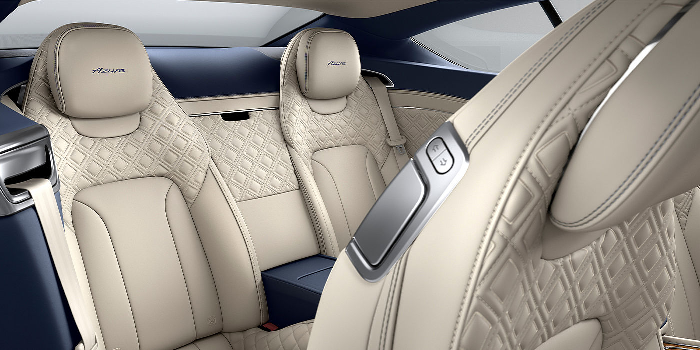 Bach Premium Cars GmbH Bentley Continental GT Azure coupe rear interior in Imperial Blue and Linen hide