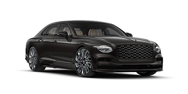 Bach Premium Cars GmbH New Bentley Flying Spur Mulliner sedan in Havana brown paint front 3/4 with 22" Mulliner Black Painted & Polished wheels