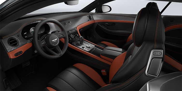 Bach Premium Cars GmbH Bentley Continental GT Coup&eacute; vorne Innenraum in Newmarket Tan und Beluga Black Leder mit Diamond Brushed Dark Tint Aluminium Furnier