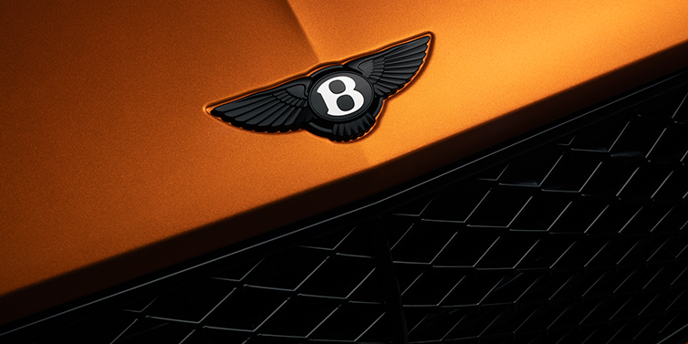 Bach Premium Cars GmbH Bentley Continental GT coupe bonnet close up with black Bentley Wings bonnet badge