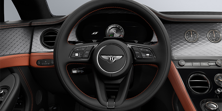 Bach Premium Cars GmbH Bentley Continental GT Coup&eacute; Lenkrad und Armaturenbrett in Newmarket Tan und Beluga Black Leder mit Diamond Brushed Dark Tint Aluminium Furnier