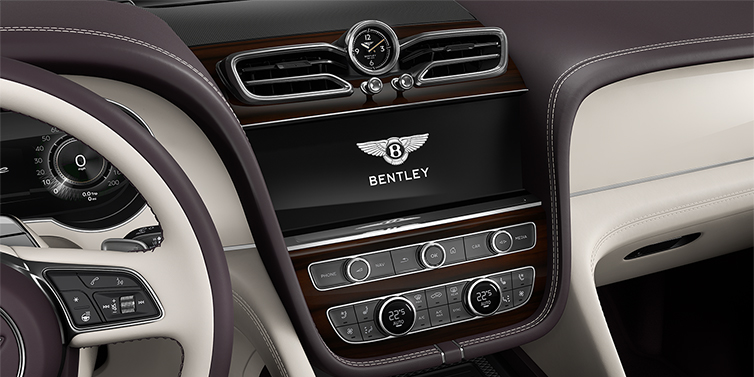 Bach Premium Cars GmbH Bentley Bentayga Azure SUV centre console detail showing Bentley Wings