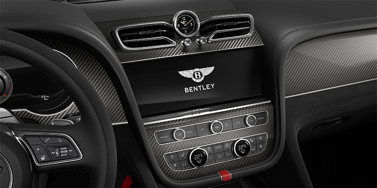 Bach Premium Cars GmbH Bentley Bentayga Speed SUV centre console detail showing Bentley Wings